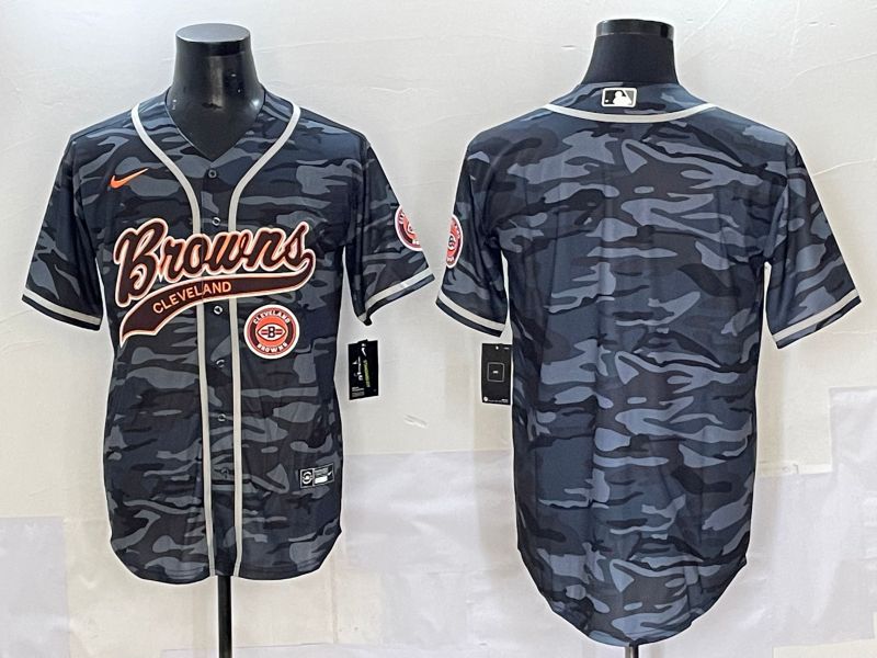 Men 2025 Cleveland Browns Blank Camo Joint Name Nike Limited NFL Jersey style 3